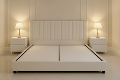 Ivory Vertical-Channel Divan Bed – Bespoke Modern Grandeur