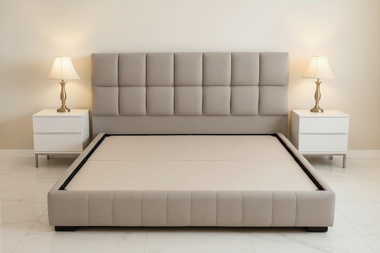 Deluxe Grid-Paneled Divan Bed – Tailored Luxury & Comfort