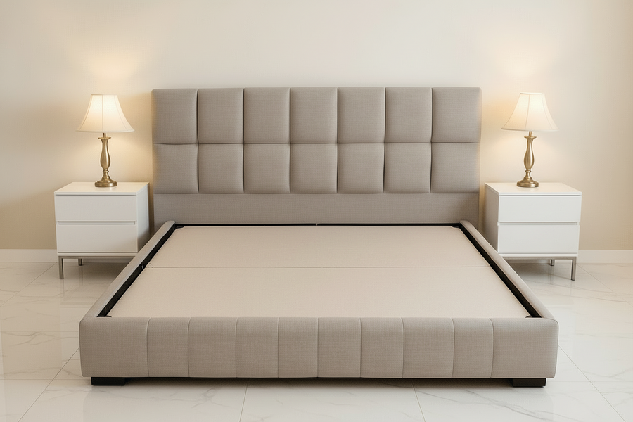 Deluxe Grid-Paneled Divan Bed – Tailored Luxury & Comfort