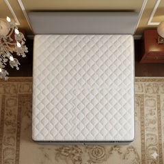 White mattress on a bed in a bedroom setting