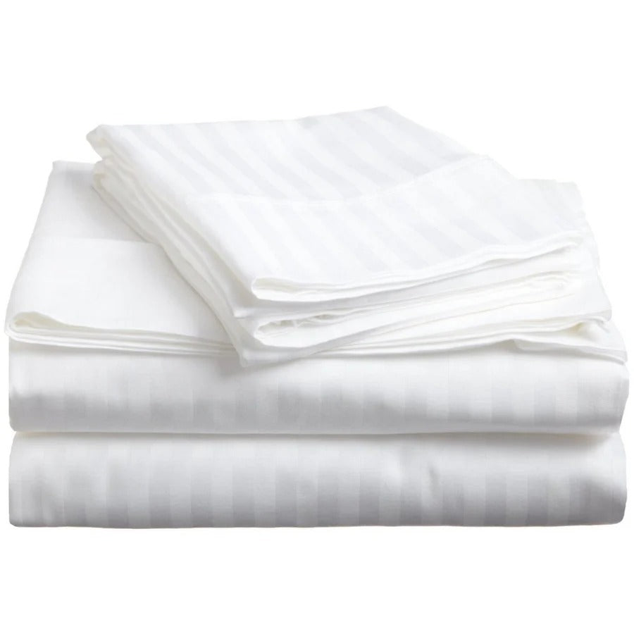 Hotel White Stripe 200TC Flat Sheet