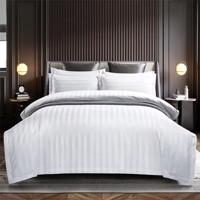 Hotel White Stripe 300TC Flat Sheet