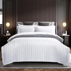 Hotel White Stripe 200TC Flat Sheet