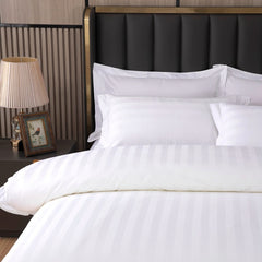 Hotel White Stripe 200TC Flat Sheet